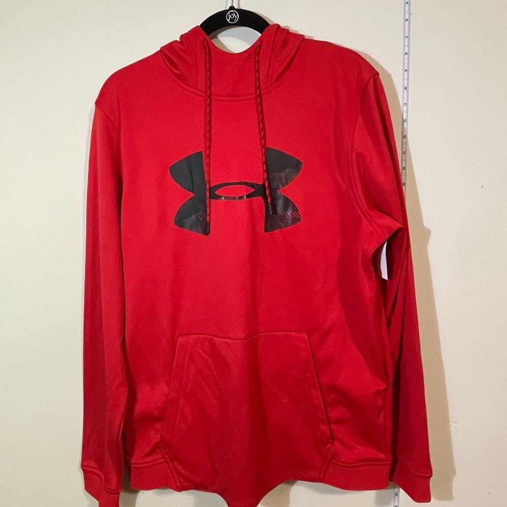 Under Armour Hooded Sweatshirt Men's Hoodie Logo coldgear Pullover Large Red
